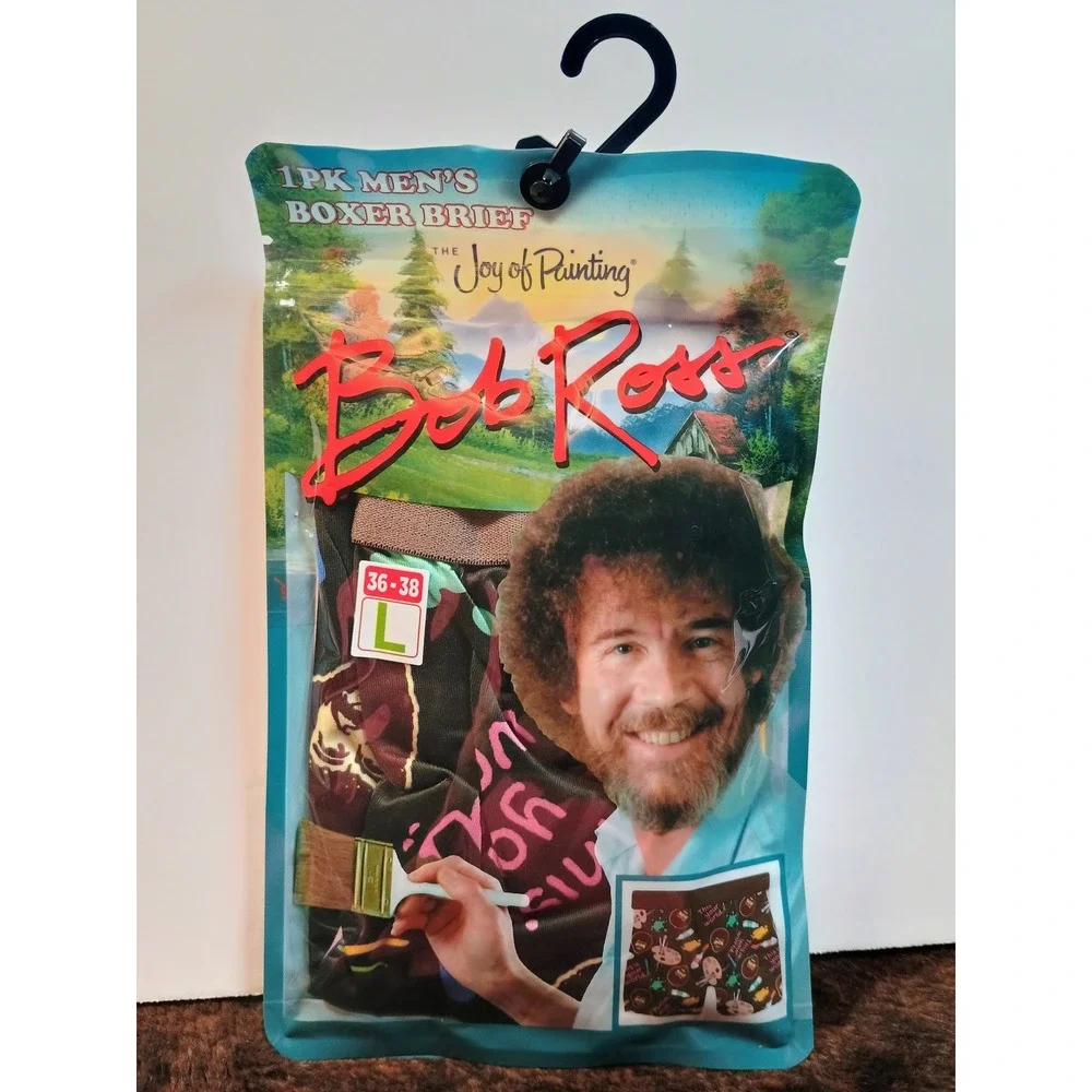 Bob‎ Ross Joy of Painting 1 Pair Mens Boxer Briefs L 36-38 